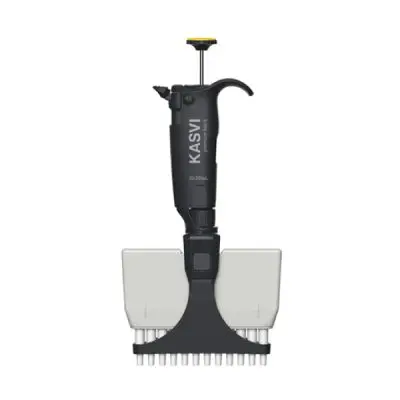 Micropipeta Multicanal Premium Black – Volume Variável 20-200µL – 12 Canais – Cor Amarelo – Modelo K1-12X200PB | Kasvi