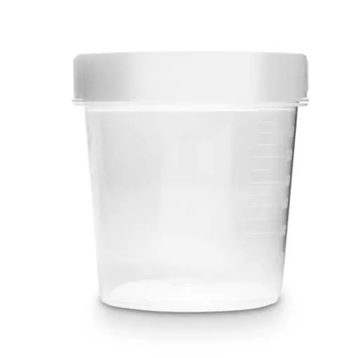 Coletor universal estéril. 80 ml. Tampa branca. 100 un/pct - Kasvi